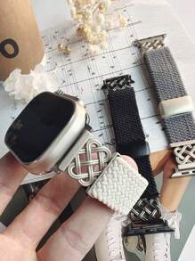 Celtic Knot Braided Stretchy Bands With Metal Buckle Compatible With Apple Watch, Chinese Band Knot For Apple Watch Band 38mm 40mm 41mm 42mm 44mm 45mm 46mm 49mm Women Men, Adjustable Quick-Release Nylon Solo Loop Elastic Straps For Apple Watch Series 10 9 8 7 6 5 4 3 SE Ultra