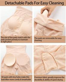 Women Butt Lifter Padded Lace Shapewear High Waist Tummy Control Panties Butt Shaping Hip Enhancer Body Shaper Fake Buttock Underwear Shorts - 米色 - 查看 8