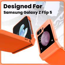 keshengtai 1個糖果色鉸鏈全覆蓋手機殼，適用於 Galaxy Z Flip8 7 7FE 6 5 4 3 5G - 亮橙色 - 查看 7