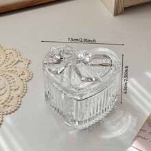 1 Stück Schleife Kristallglas Schmuckaufbewahrungsbox - Transparenter Deckel, elegante multifunktionale kompakte Aufbewahrungsbox, geeignet für Schmuckaufbewahrung auf der Kommode, Wohn-/Schlafzimmer Dekoration, perfektes Geschenk, für Urlaub, Strand, Bad, Schlafzimmer, großes Fassungsvermögen