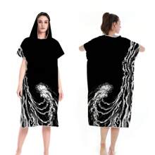 Toalha de Praia Multifuncional de Secagem Rápida e Livre de Areia, Poncho de Surf com Capuz Compacto para Adultos Homens e Mulheres, Roupa de Mergulho com Mangas Ajustáveis para Surf, Natação, Banho, Casamento, Decoração de Casa e Banheiro, Volta às Aulas