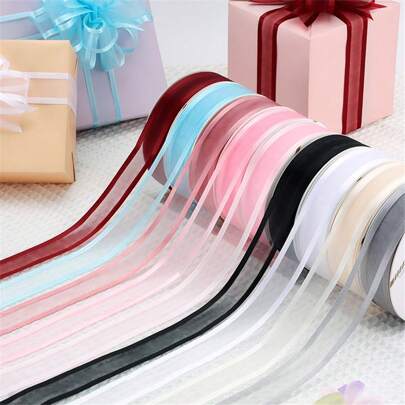 1roll 5yards 20mm Satin Edge Ribbon Organza Ribbon For Bow Wedding Christmas Decoration Handmade DIY Gift Wrapping