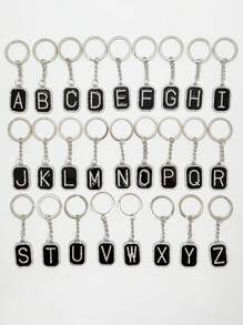 1PC Heren Zwarte Olie Druipende Metalen Legering Letter Sleutelhanger Is Geschikt Als Een Geschenk Hanger Voor Vrienden En Familie