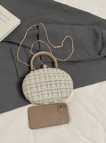 Mini modieuze minimalistische clutch tas, schoudertas, kleine geruite portemonnee voor feest en banket