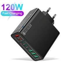 XJDR 120W 4USB-A+4USB-C Compatible With IPhone16 15 14 13 Charger Fast Charging 8 In 1 Charger Quick Wall Wall Adapter Suitable For Travel, Office, Dorm, And Home Multi-Port Nan