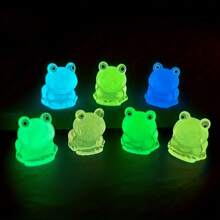 7pcs/14pcs Glow-In-The-Dark Resin Frog Statues - Colorful Mini Frog With Lotus Leaf, Creative Car Decor And Garden Decor, Suitable For Outdoor Festivals, Parties, And Home Decoration, Frog Decorations - Multicolor - View 4