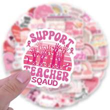 64Pcs Pink Stickers Vinyl Aesthetics Stickers, Decals, Scrapbooking, Diary, Bumper, Skateboard, Water Bottle, Cartoon, Hard Hat, Car Stickers