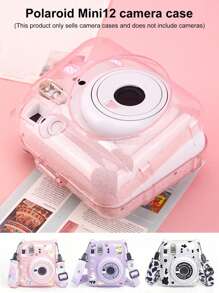 Mini 12 Instant Photo Bag With Glitter Crystal Shell Kit - Protective Case, Creative Stickers, Neck Strap 3 In 1 Set, Anti-Fall Anti-Scratch