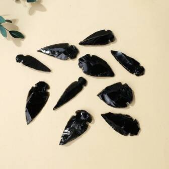 1pc Natural Obsidian Feather Arrow Crystal Carving Stone Crafts Mineral Specimen Lucky Items Feng Shui Collection Home Decor Fathers Dad Gift