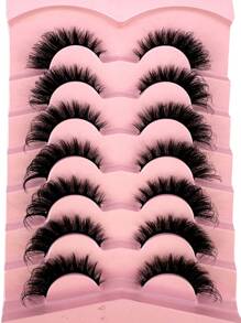 HBZGTLAD 7 Pairs Faux Mink Lashes Multipack Mink Lashes Fluffy False Eyelashes 22mm Full Wispy Lashes 8D Volume Curly Fake Eyelashes - Multicolor - View 4