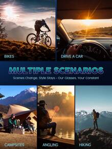 1 Pair Plastic & Metal Geometric Full Frame Gradient Lens UV Protection Sunglasses For Men, Suitable For Daily Life, Music Festivals, Driving, Camping, Summer Beach Vacation, And Other Outdoor Leisure Activities And Travel - 1pc 金框雙灰片 - 查看 7
