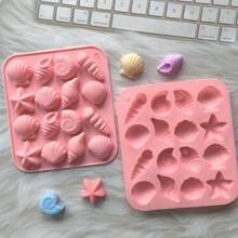1/3pcs 12-Cavity Silicone Conch Shell Starfish Shape Candy Chocolate Ice Cube Mold, Kitchen Handmade Homemade Baking Tools, Gift For Father