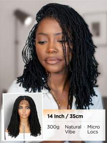 Full Lace Dreadlock Wig With Baby Hair Straight Faux Locs Wig For Women And Men Lightweight Pre-Plucked Micro Locs Wig African American Synthetic Twist Braid Wigs