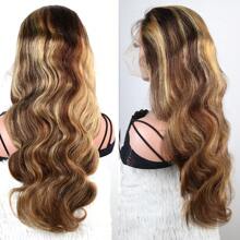 34 Inch 200% Density Highlight 13x4 Human Hair Lace Front Wigs Human Hair Pre Plucked Body Wave Glueless Wigs Human Hair For Black Women  4/27 Colored 13x4 Human Hair Lace Front Wigs - SP4/27 - 查看 7