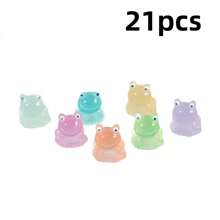7pcs/14pcs Glow-In-The-Dark Resin Frog Statues - Colorful Mini Frog With Lotus Leaf, Creative Car Decor And Garden Decor, Suitable For Outdoor Festivals, Parties, And Home Decoration, Frog Decorations - Multicolor - View 10