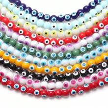 30 件装 8 毫米魔鬼眼玻璃珠手链项链 DIY 珠宝配饰 - 淡紫色 - 查看 5