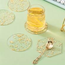 ¡talla grande vendido! Posavasos redondo resistente al calor con cristal, diseño con elementos dorados, protector decorativo y brillante para la mesa