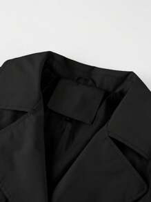 Risissida 女士经典秋季风衣，复古风格，设计简约，配有可调节腰带和实用口袋，非常适合通勤和分层穿着 - 黑色 - 查看 7