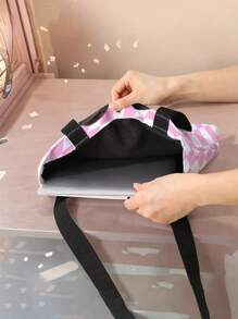 1pc Customizable Image & Name/Text Graphic Print Casual Tote Bag, One Shoulder Reusable Shopping Bag With Snap Closure, Multifunctional Shoulder Bag - Multicolor - View 4