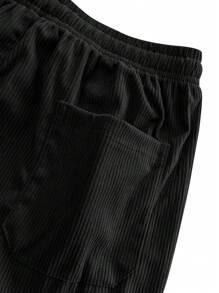 Hidkat Men's Elastic Waist Corduroy Pants, Fashion Drawstring Straight Leg Casual Sweatpants For Spring And Autumn