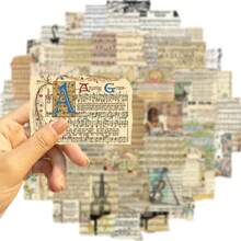 50 件复古不完整乐谱贴纸乙烯基美学贴纸剪贴簿、日记、保险杠、滑板、水瓶、卡通、安全帽、汽车贴纸和贴花