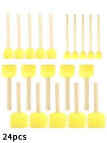 opeth 24pcs Wood Handle DIY Painting Sponge Stamp Set, Sponge Printing Drawing Kit,Back To School,School Supplies