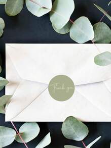 500pcs Green Round "Thank You" Stickers For Wedding Favors, Party Decoration, Self-Adhesive Labels, Gift Packaging - Green - View 3