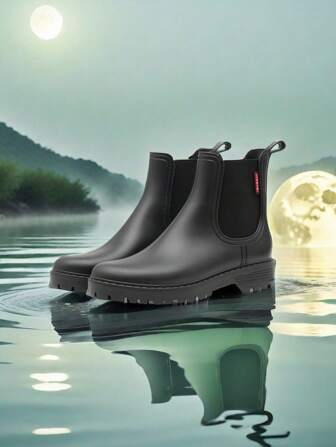 1 Pair Women's Short Rain Boots, Fashionable Chelsea Water Shoes, Waterproof Rubber Gardening Boots, Lightweight & Non-Slip Outdoor Water Boots