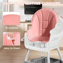 Ubravoo Baby High Chair, Height Adjustable - Convertible High/Low Chair,With Detachable Tray Seat Belt Footrest And Toy Rack,Growing From 6 - 36 Months Baby Chair - 粉色 - 查看 5