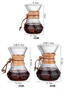 1件批发高硼硅耐热钻石木片设计玻璃咖啡壶透明玻璃杯家用美式分享壶 - 透明 - 查看 7