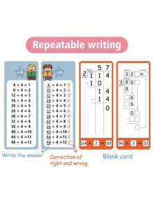 Children's Math Game Cards, Math Addition Subtraction Multiplication Division Flash Cards, Multiplication And Division Learning Toys, Suitable For Kids (Random Styles) (Pen And Ring Colors Random), Educational Math Writing Toys For Children