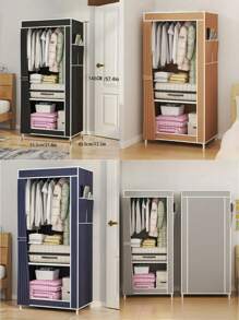 1 Stück tragbare Kleiderorganizer, multifunktional, modischer Kleiderschrank, staubdicht, freistehende Anzeige, bodenständiges Aufbewahrungsregal mit Vorhang, Schlafzimmer & Wohnzimmer Aufbewahrungsschrank, Ferien & Weihnachtsgeschenk, Kindergeschenk