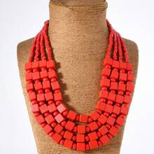 女士手工波西米亚风多层串珠长项链，时尚夸张音乐节走秀复古