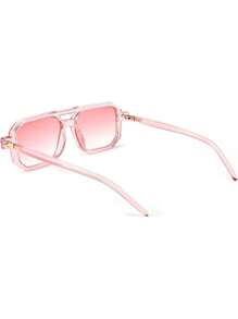 Vintage Square 70s Flat Aviator Fashion Glasses Women Men Classic Retro Stylish Frame Glasses ,Vacation Gift Party Driving Outfit Matching, Suitable For Various Face Shapes To Participate In Different Occasions.CK2622 - 010 Tròng kính trong suốt màu hồng và màu hồng chuyển sắc - Xem 5