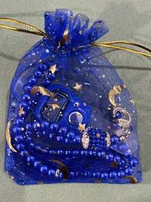 1个手持式环形计数器，配有99颗珠子，礼品袋包装，斋月礼物，适用于祈祷、礼拜、运动计数