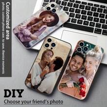 1 pieza Funda protectora de teléfono personalizada de TPU en color negro, blanco y morado compatible con modelos de /Galaxy, elegante, colorida, vintage, linda, personalizada, ideal como regalo para él, ella, novio, novia, familia, amigos, abuelos, pareja, para aniversarios, para cumpleaños