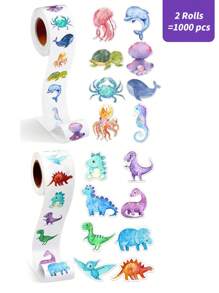 1卷动物贴纸奖励贴纸，可爱动物太空贴纸，办公用品激励贴纸，动物派对礼品贴纸，每卷500张，圣诞礼物创意，节日礼物推荐 - 多色 Style3 - 查看 23