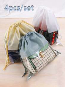 Handbag Dust Proof Bag, Portable Non-Woven Drawstring Storage Bag, Purses Protective Cover With Visible Window,Large Capacity, Dust-Proof, Solid Color, Visible Drawstring Closure, Dustproof Drawstring Bags Non-Woven Dust Cover Bag Travel Essentials Travel Accessories Travel Must Haves Holiday Essentials Holiday Travel Bag - Multicolor - View 1