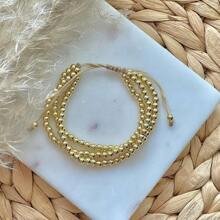 1pc Fashion Layered Beaded Bracelet For Women For Daily Decoration - Gold - View 6