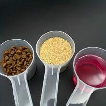 50g/3.38oz Plastic Measuring Cup, Multi-Purpose Pet Food Scoop, Gradual Scale, Suitable For Powders And Liquids, Transparent, No Batteries Required