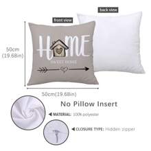 4 vỏ gối tựa "Sweet Home" màu xám nước, chất liệu nhung đào mềm mại in một mặt, kích thước 40*40/45*45/50*50CM, thích hợp trang trí ghế sofa trong nhà, trang trí tiệc tùng, làm quà tặng gối trang trí - Nhiều màu - Xem 3