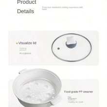 RAF 1-3 人多功能电锅、蒸锅和炊具，不粘锅，可用于煎炸、炖煮、蒸煮、煮鸡肉、面条、米饭、粥、蒸包子、火锅等，多功能厨房电器