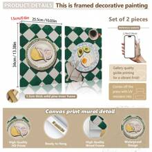 2pcs/Set, Canvas Hanging Painting, Framed Decorative Painting, Poster, Wall Art, Chic Butter And Egg Breakfast Canvas Art, Waterproof Kitchen Decorative Poster For Dining Room, Living Room, Bedroom - Perfect Gift For Home Decor Gifts Birthday Graduation