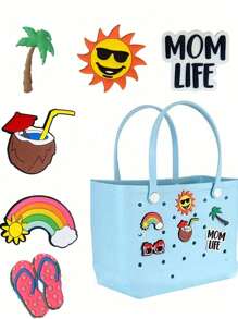 Rubber Beach Charms For Bag Bags Inserts,Fashionable Beach Themed Charm Inserts,Bag Accessories&Shoe Accessories For Clogs,PVC Rubber Totes Inserts Charm,Rubber Beach Bag,Tote Handbag Decoration For Beach Party Favors - Multicolor - View 1