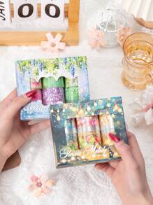 6 Rolls Per Box Set Flowers And Plants, Light And Shadow Tape Plant Flower Transparent PET Tape, Handmade DIY Landscaping, Notebook Masking, Hand Account Border Tape, Notebook Accessories,Handbook Material,Gifts For Family And Friends - Multicolor - View 2