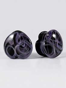 1 对玻璃腰鼓耳塞透明紫心雾 8-25 毫米拉伸器扩张器穿孔身体首饰