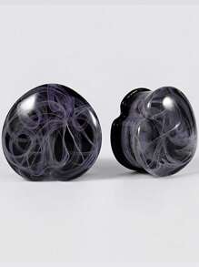 1 对玻璃腰鼓耳塞透明紫心雾 8-25 毫米拉伸器扩张器穿孔身体首饰