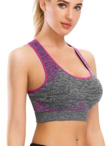 3 Pcs Sports Bra Support Yoga Gym Activewear Bra With Pocket - Multicolor - View 4