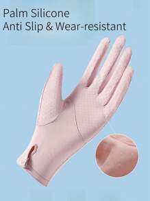 1 Pair Minimalist Summer UV Protection Gloves, Thin Short Breathable Ice Silk Cooling Outdoor Sun Block Gloves For Women
