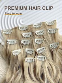 Extensiones de cabello con clips de 22 pulgadas, set de 7 piezas, extensiones de cabello sintético ondulado de agua para uso diario de mujeres y niñas